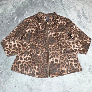 Clara Sun Woo Jacket Large Leopard Cheetah Liquid Leather Stretch